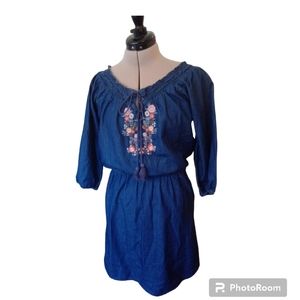 Allison Brittney size S embroidered denim dress.